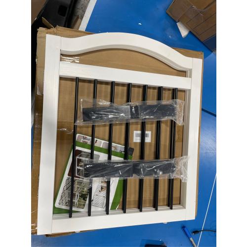 Foldable Freestanding Indoor Dog Gate for Doorways Wooden White Pet Gate for The House Dog Fence with Support Feet Included for Stairs, Hallways, 32 Height,2 Panels