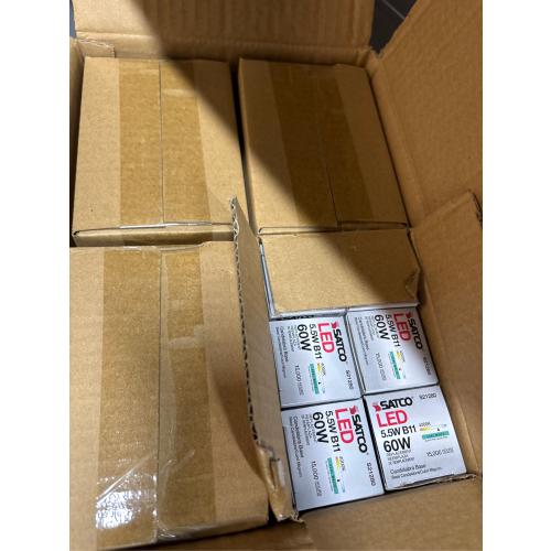 24 Pack Satco S9961 5.5 Watt Dimmable Clear 3000K Soft White LED C11 Light Bulb - Candelabra Base (60w Equivalent)