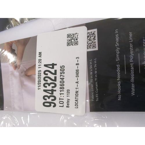 Hookless It's A Snap! Polyester Fabric Snap-In Replacement Shower Curtain Liner for Hookless Curtain with Sheer Window, 70 x 54, Water-Repellent, Easy Install, White