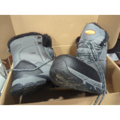 Size 9.5 Color Grey Men's Snow Boots Waterproof Warm Fur Lined Winter Hiking Boot Non-slip Outdoor Ankle High-top Shoes Work Hiker Trekking Trail