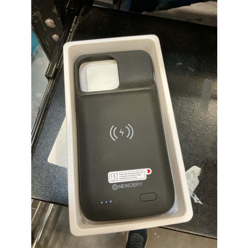 NEWDERY 10000mAh Battery Case for iPhone 14/14 Pro/13/13 Pro 6.1, Qi Wireless Charging & Wired Headset & Sync-Data Supported, Portable Protective Charger Cover (NOT for iPhone 14/13 Pro Max)
