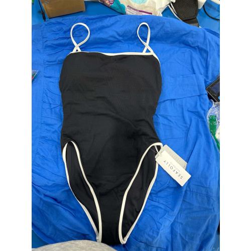 Seafolly Women's Square Neck High Legline One Piece Swimsuit (Size 4)