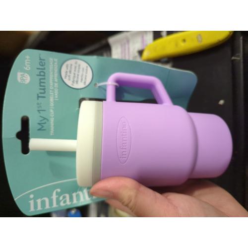 Infantino My 1st Tumbler – Adorable 9 oz. Training Cup with Toddler-Friendly Straw and Handle, Lilac
