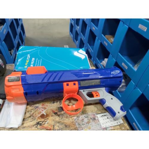 Missing Ball....Nerf Dog Tennis Ball Blaster Dog Toy Blue/Orange, 16 Inch Compact Blaster with