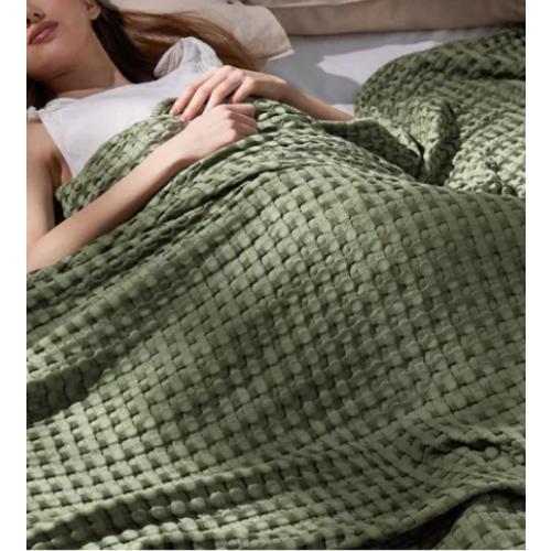 Bedsure Green Woven Blanket Waffle 50x70