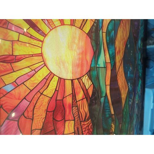 Quorin Boho Sun Large Wall Art Colorful Pictures Abstract Geometric Sun Sunset Sea Wall Decor Modern Canvas Print Painting Artwork for Bathroom Living Room Bedroom 36L x 24W