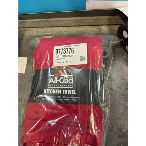 All-Clad Solid Kitchen Towel: Highly Absorbent, Super Soft Long Lasting - 100% Cotton, 17x30 Tea Towel for Cleaning & Drying Dishes, Pans, Glassware, or Countertops, (1-Pack), Chili