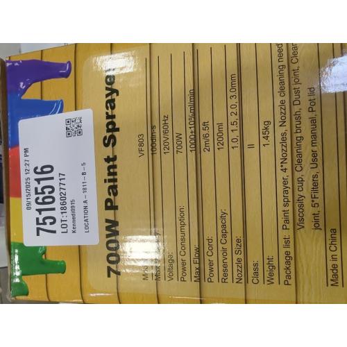 Black and Yellow Paint-Sprayer-700W HVLP Spray Gun, Easy to Clean, with 4 Copper Nozzles & 3 Spray Patterns,Ideal Paint Sprayer for Furniture, Cabinets, Fences, Decks, Walls, DIY Projects, etc. PB009-Y