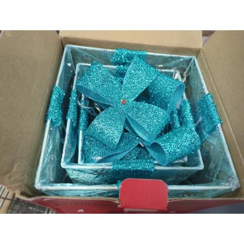 Set of 3 Christmas Lighted Gift Boxes, Indoor Christmas Decor with 60 LED Cool White Mini String Lights, Present Boxes with Bows and Snowflake Design for Xmas Tree Holiday Home Mantel Decor