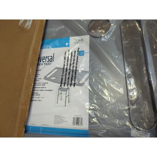 DMI Walker Tray With Cup Holders, Walker Tray For Folding Walkers, Mobility Accessory for Seniors, Tray Table for Standard Walkers, Multipurpose and Portable, Gray