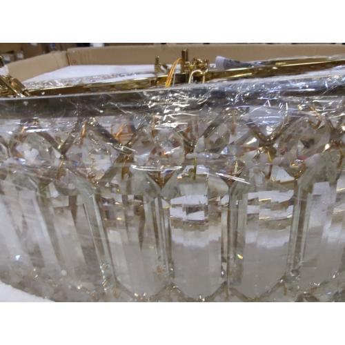 Brass Multi Tier Chandelier With Crystals