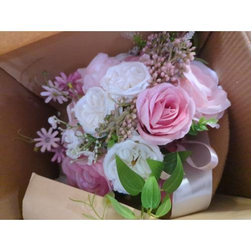 10 Inch Dusty Rose Wedding Bouquets for Bride Artificial Roses Flower Cascading Cascade Bridal Bouquet for Rustic Boho Fall Vintage Wedding Ceremony Party and Anniversary