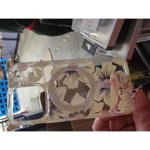 Kate Spade New York iPhone 15 Pro Case, Compatible with MagSafe - Hollyhock Cream