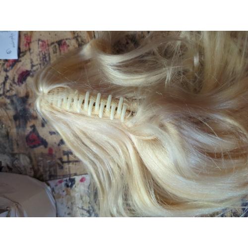 Blonde Ponytail Extensions,Claw Cilp Ponytails Extension for Women Curly 12 Synthetic Pony Tail Hair Extentions Wavy Halloween Fluffy Hairpiece for Daily Use