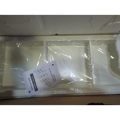 Stainless Steel Shower Niche 12 x 36, 3-Layer Wall Mounted No Tile Needed, Recessed Shower Niche with Hollow Partition, Shower Niches Shelf for Bathroom Organizer, White