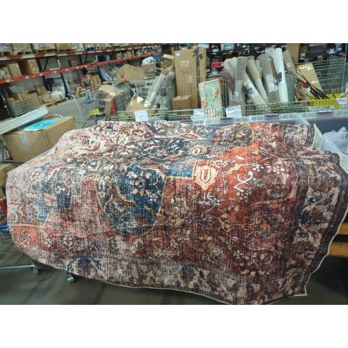 9x12Area Rug Washable Vintage Traditional Mat Distressed Indoor Foldable Thin Retro Accent Floral Non Slip Carpet Rugs for Living Room Dining Room Office