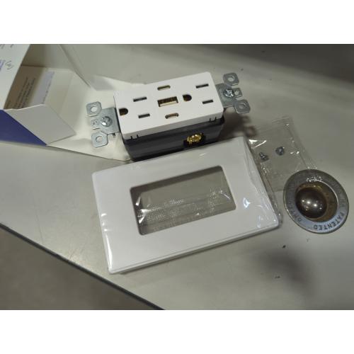 ELEGRP 30W 6.0 Amp 3-Port USB Wall Outlet, 15A Receptacle with Dual Type C & A Ports, Charger for iPhone/iPad/Samsung/LG/HTC/Android Devices, UL Listed, w/Wall Plate, 1 Pack, Matte White