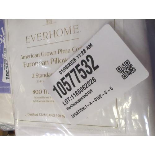 Everhome PimaCott Sateen 800-Thread-Count Standard Pillowcases in White (Set of 2)
