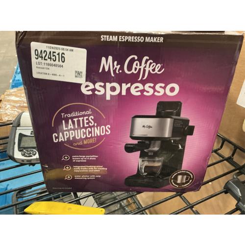 Mr. Coffee 4-Shot Steam Espresso Cappuccino and Latte Maker with Stainless Steel Frothing Pitcher