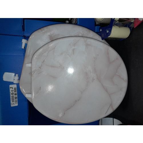 Dream Bath Heavy Duty Round Toilet Seat with non-slip seat and quick-attach easy install hardware, Marbleized Wood Beige( missing attachment mounting piece)