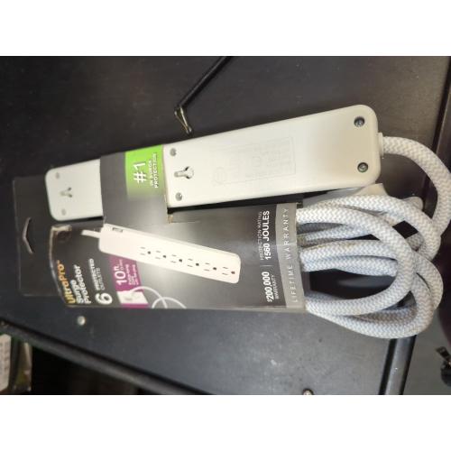 GE 6-Outlet Surge Protector 1560J 10' Braided Cord White