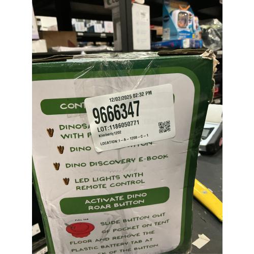 W&O Dinosaur Discovery Teepee with Roar Button, LED Lights & Plush Mat - The Most Stable Teepee - Never Collapses with Rowdy Playtime