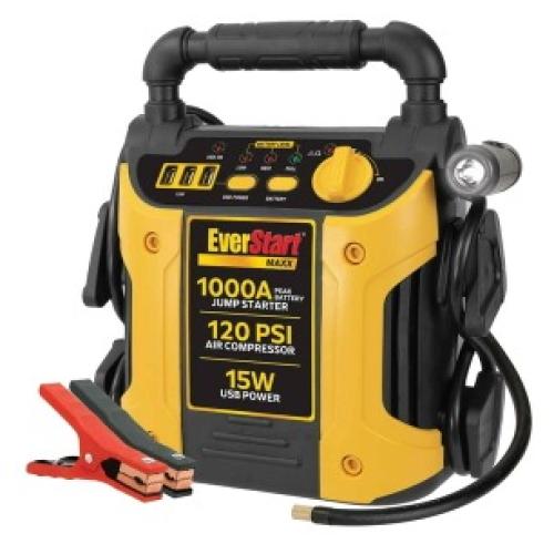 EverStart Maxx 1000 Peak Amp Jump Starter with 120 PSI Compressor, Pivoting LED Light, 3X USB Ports