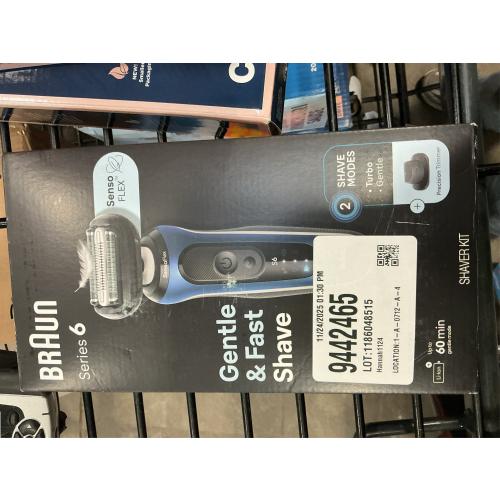 Braun Electric Shaver for Men, Series 6 6120s, Wet & Dry Shave, Turbo & Gentle Shaving Modes, with Precision Trimmer & Pouch, Blue