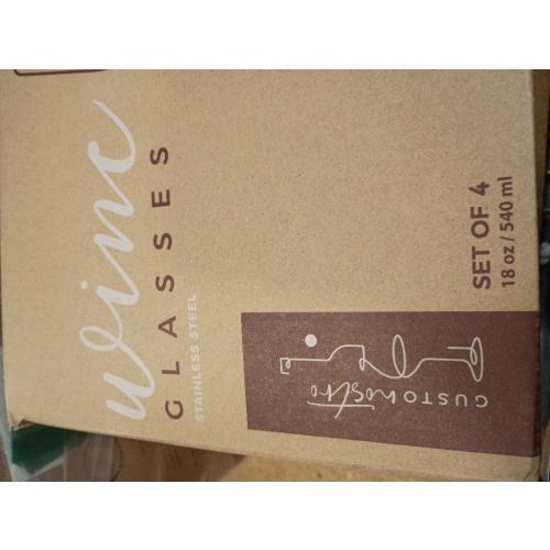 Gusto Nostro Stainless Steel Wine Glass - 18 oz Unbreakable Gold Wine Glasses for Travel, Camping and Pool - Fancy, Unique and Cute Portable Metal Wine Glass for Outdoor Events, Picnics (Set of 4)