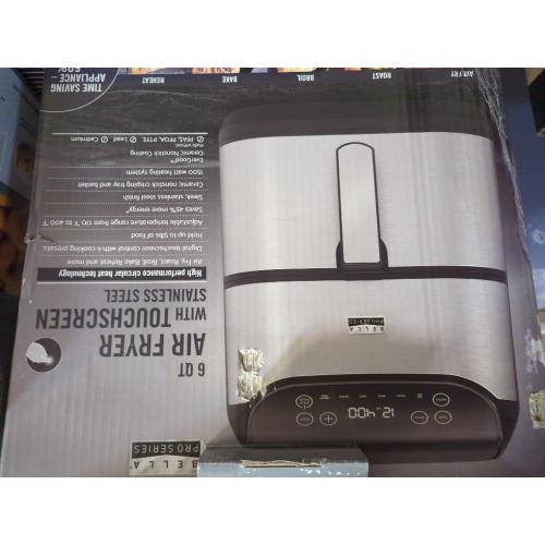 Black and Silver Bella PRO - 6-qt. Touchscreen Air Fryer - Stainless Steel