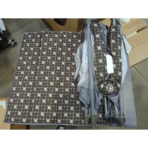 Pamo Babe Portable Crib Baby Playpen with Mattress and Carry Bag Grey