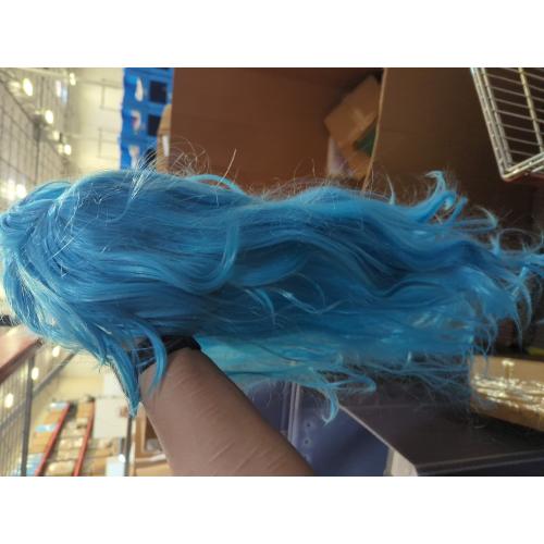 Vaguelly Colorful Long Wave Curly Hair Wig with Bangs Sky Blue Cosplay Wig for Women for Daily Wear and Stage Performance Safe Comfortable