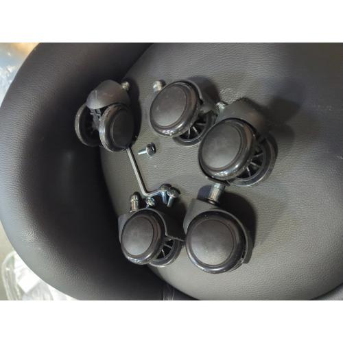 KKTONER PU Leather Round Rolling Stool with Foot Rest Height Adjustable Swivel Drafting Work SPA Task Chair with Wheels (Black)