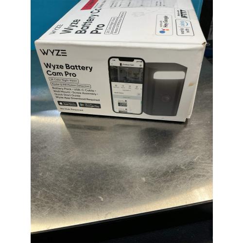 WYZE 2K HDR Wireless Outdoor/Indoor Security Camera, Color Night Vision, Integrated Spotlight & Siren, Rechargeable Battery, 2-Way Audio - Black, 1-Pack (Renewed)