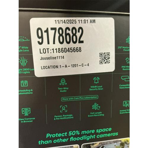 WYZE Floodlight Camera v2, Security Camera Outdoor, 2K HD with Color Night Vision, 2800-Lumen LEDs, 160° Wide View, 105dB Siren, Works with Alexa & Google Assistant, Wired, Free Expert Support