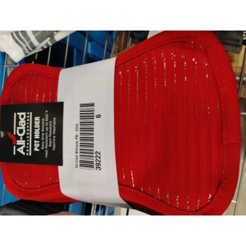 All-Clad Textiles Deluxe Heat and Stain Resistant Pot Holder. Silicone Treated Heavyweight 100-Percent Cotton Twill Hot Pad, Machine Washable, 6-inches by 10-inches, Chili Red ( 6-pack )