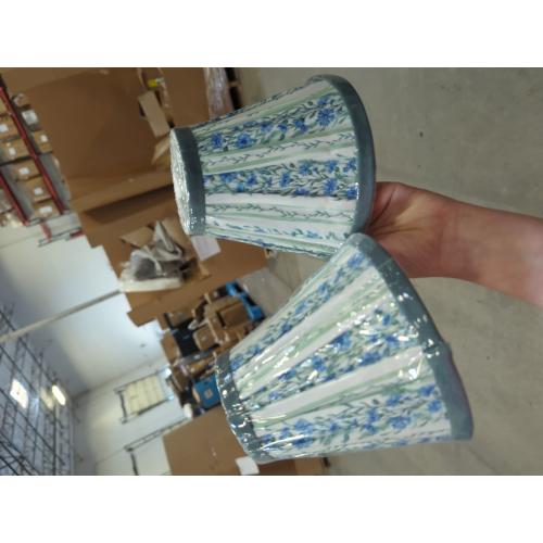 Zhengmy 6 Pcs Pleated Chandelier Lamp Shades, Blue Floral Stripe
