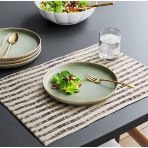 4pk Stainless Steel Cheese Knives Black - Threshold & 2pk Placemat Khaki/Black Striped - Threshold™