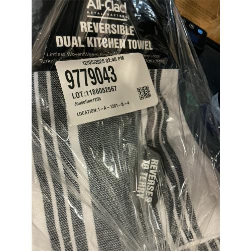 3 packs All-Clad Striped Dual Kitchen Towel in Pewter