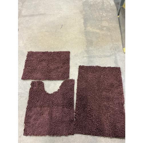 3 Pieces Bathroom Rugs, Ultra Soft Non Slip Absorbent Chenille Toilet Bath Mat Set (Brown,17x24 20x32 U Shape 20x24)