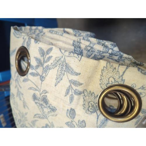 Lazzzy Linen Farmhouse Curtains for Living Room 84 Inch Length Floral Print Window Curtains Semi Sheer Drapes for Bedroom Country Light Filtering Curtain Grommet Top 2 Panels Blue on Beige