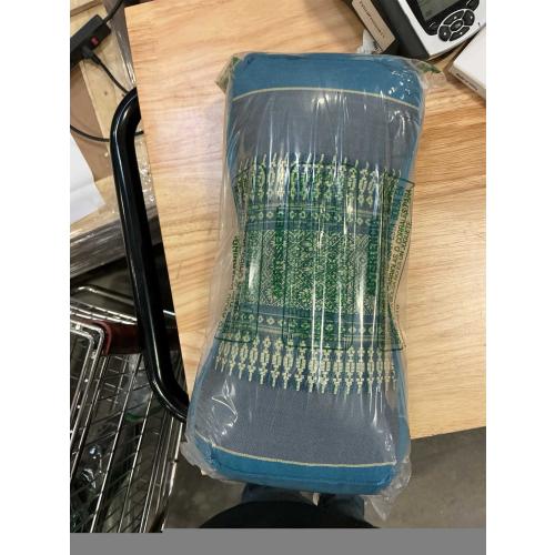 Kapok Neck Bone Shaped Pillow, Gray Blue Thai Weave Pattern