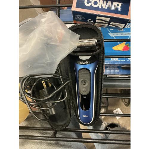 Braun Electric Shaver for Men, Series 6 6120s, Wet & Dry Shave, Turbo & Gentle Shaving Modes, with Precision Trimmer & Pouch, Blue