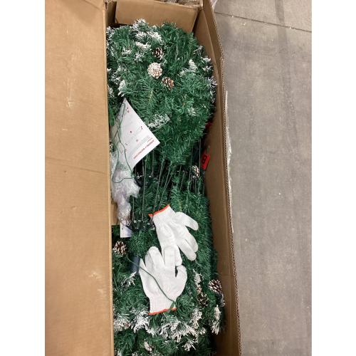 HOLLO STAR 7.5 ft Prelit Christmas Tree with 379 LED Lights, App Control, Artificial Christmas Tree, Multi-Color RGBW Lights, 1476 Flocked Frosted Tips, 86 Pine Cones, Metal Base, for Home, Party