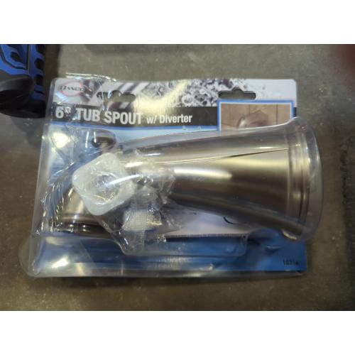 DANCO Decorative Bathtub Faucet Spout with Pull Up Diverter | 6 Inch Length | Brushed Nickel Finish (10316)