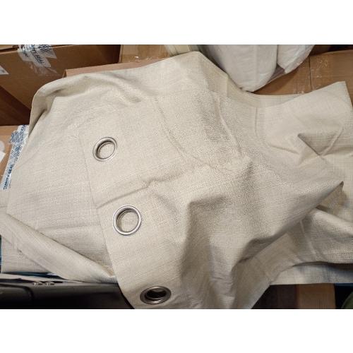 MIULEE 100% Blackout Linen Textured Curtains for Bedroom Solid Thermal Insulated Natural Beige Grommet Room Darkening Curtains & Drapes Luxury Decor for Living Room Nursery 52 x 84 Inch (2 Panels)