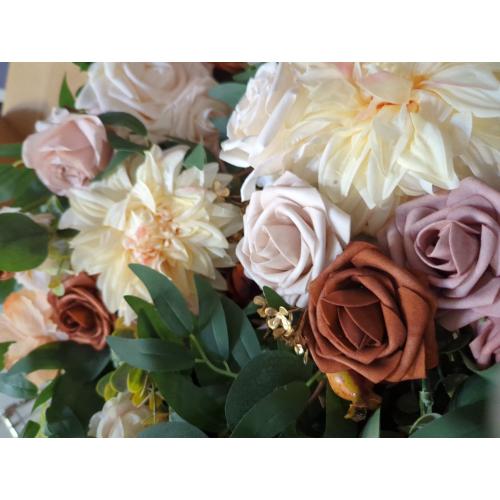 Ling's Moment Fall Artificial Wedding Arch Flowers Kit Pack of 4, 2pcs Hanging Flower Arrangement 2pcs Drapes Ceremony Rose Arbor Backdrop Brunt Orange Terracotta Floral Party Autumn Outdoor Decor