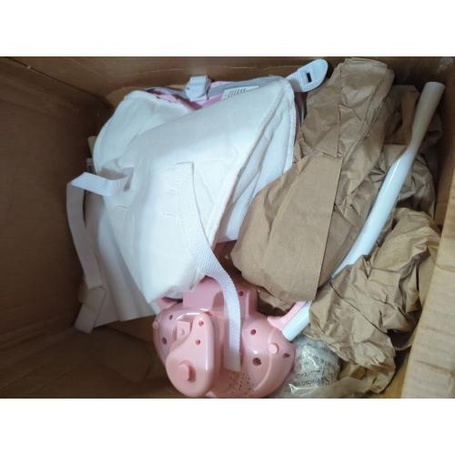 Portable Baby Swing, Pink Electric Infant Swing with 5 Speed Levels, 6 Songs & Timer   Battery-Powered Only (No Batteries Included) Pink and White