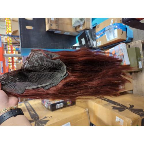 Clip In Hair Extensions One Piece 24 Inch Long Curly Synthetic Wavy Hair Extensions Clips Ins Natural Fluffy Clip On Extension Hair Pieces Thickened Hair Extension Clips for Women Copper Red