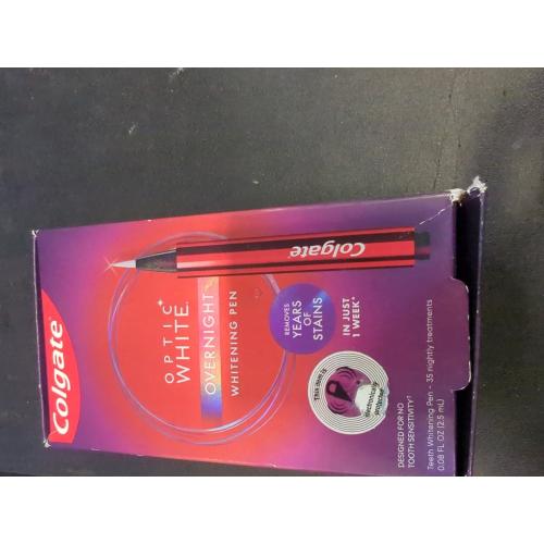 Colgate Optic White Overnight Teeth Whitening Pen, Hydrogen Peroxide Teeth Whitening Pen, Visibly Whiter Teeth  0.08 fl oz